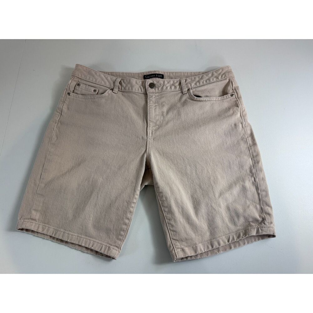 Garnet Hill Women's Light Tan Beige Denim Shorts Stretch Cotton Size 32